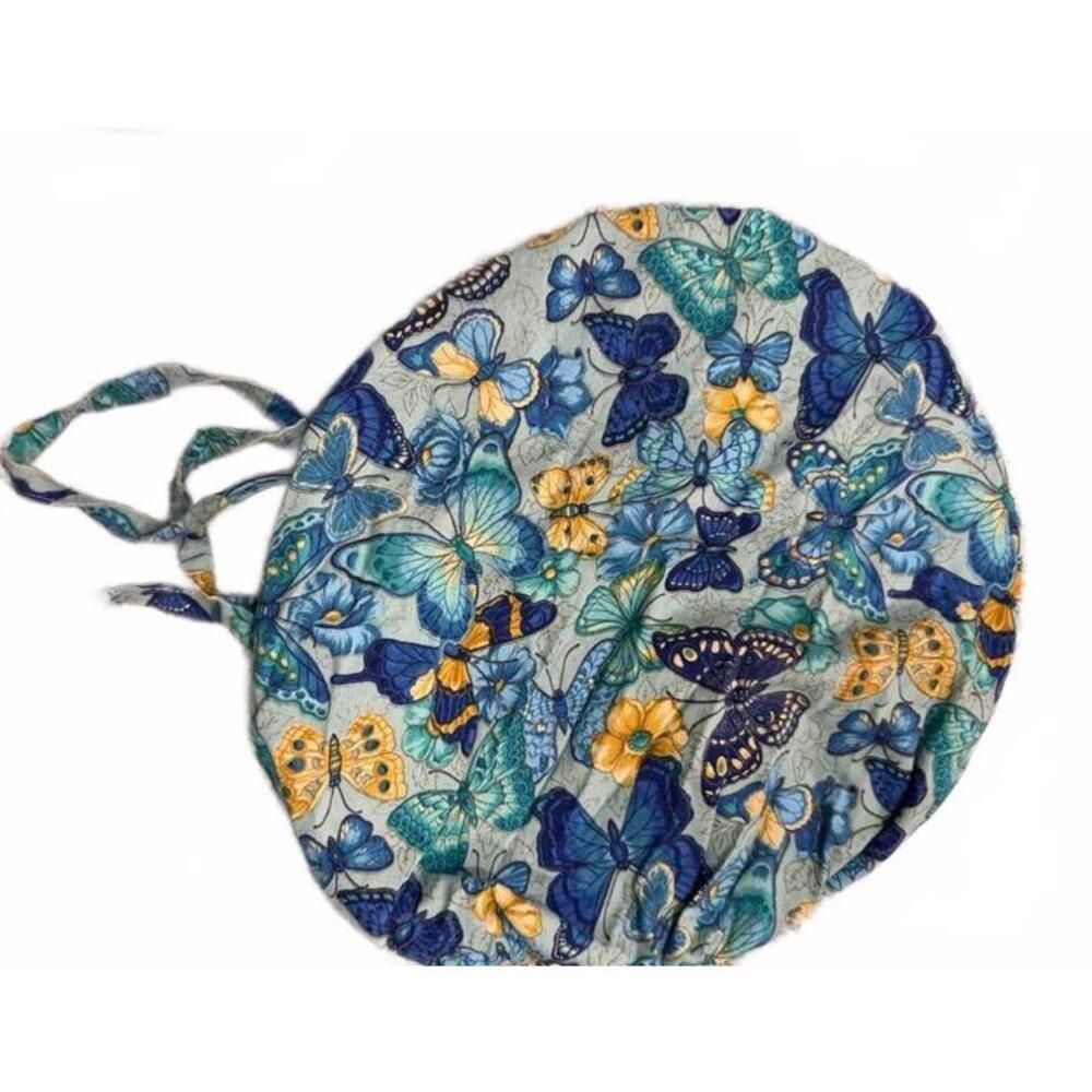 SCRUB CAP HAT NEW WITH DRAW STRINGS BLUE BUTTERFLIES